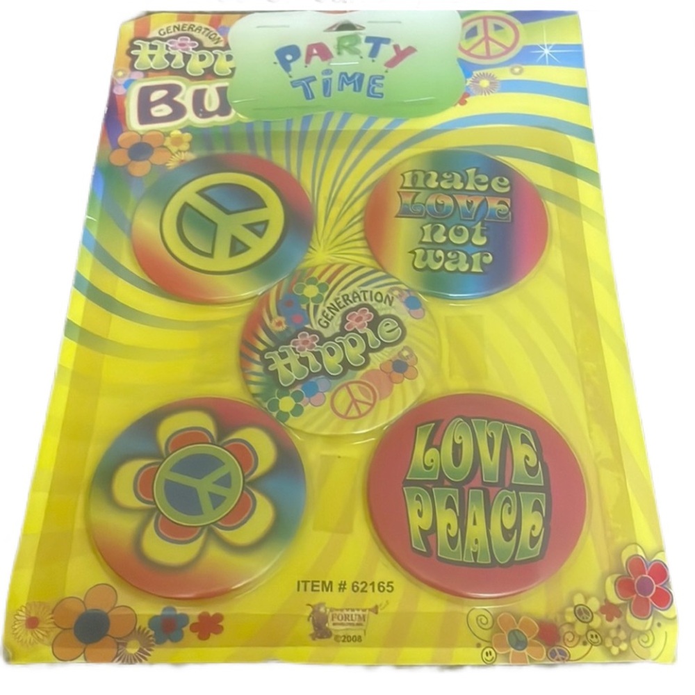 Party time hippie buttons